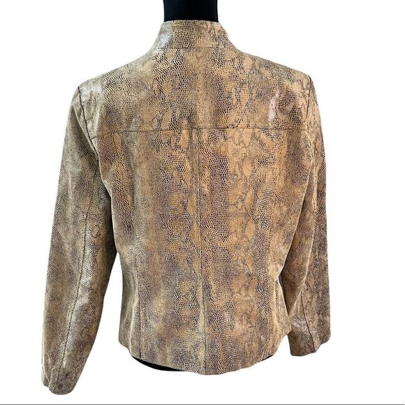 Stunning Alfani Python Snake Pattern 100% Leather Jacket Brown Large GUC - Picture 5 of 8